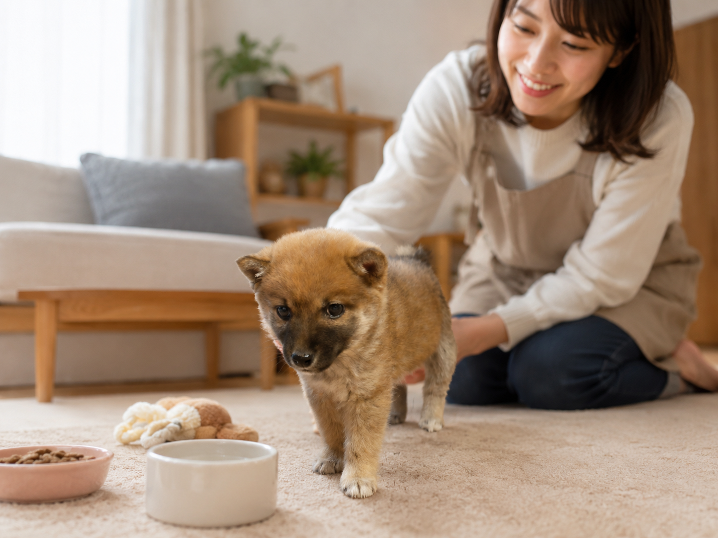 ペットシッターがお世話をしている様子
